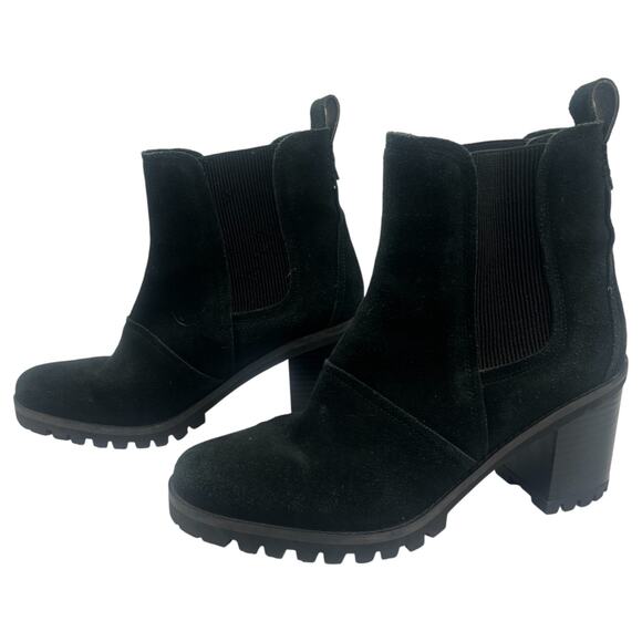 UGG Hazel Waterproof Suede Chelsea Block Heel Ankle Boots Booties Black Size 9 - Picture 3 of 7